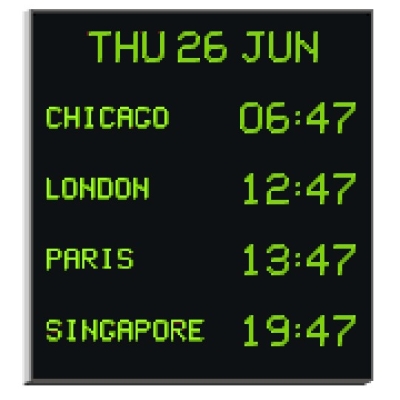 Настенное цифровое табло мирового времени