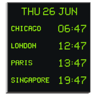 Настенное цифровое табло мирового времени 4700NIL30/4.05.G.S-EU