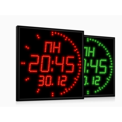 Импульс-440R-D10-D6-DN6xZ2 Светодиодные часы-календарь с круговыми секундами