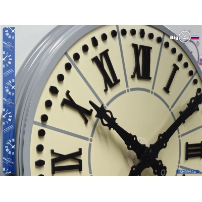 Классические уличные часы с серой обечайкой SH09924